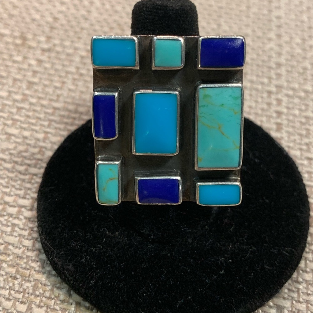 Lapiz lazuli Silver ring adjustable